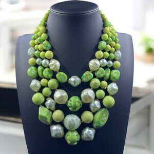 Vintage Statement Beaded Necklace Coquette Fairycore Artsy Whimsical Chunky Bold